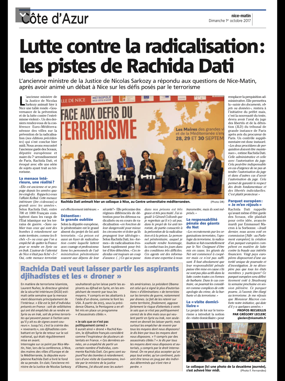 Interview de Rachida Dati pour Nice Matin